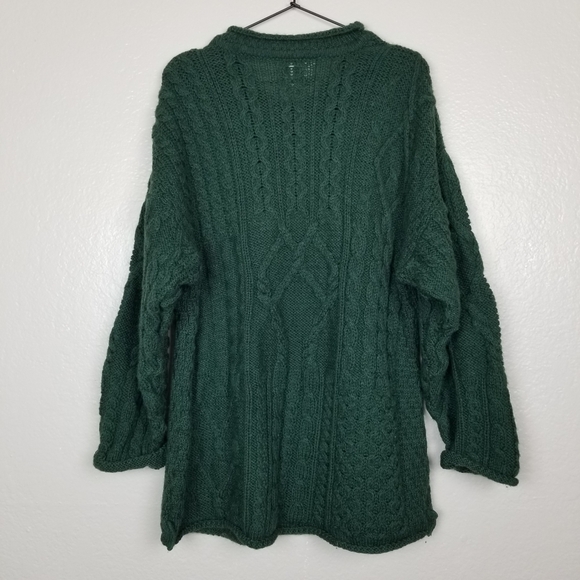 Cattaig Donn Cable Knit Wool Dress Made in Ireland Green M - Picture 5 of 8